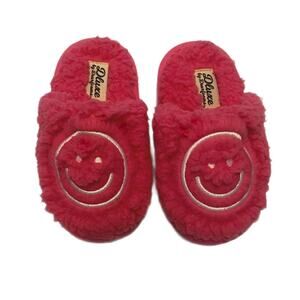 Little Girls Dearfoam Pink Smiley Slippers Size 7-8